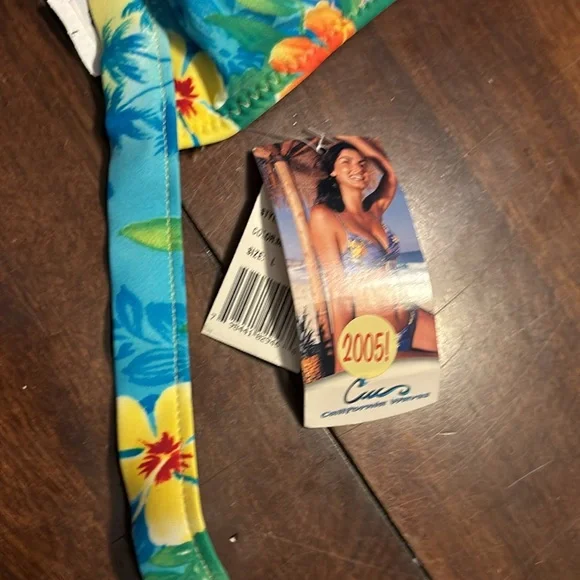 California waves 2005 2pc swimsuit tropical print halter top new large - Picture 8 of 16